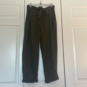 Aritzia Wilfred Allant Linen Pants 8 Dark Olive Green